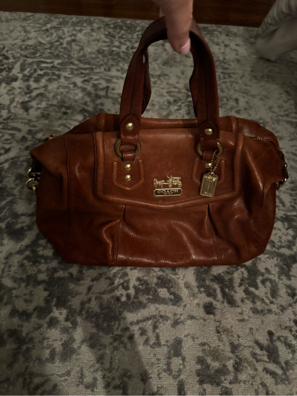 COACH Brown Leather Tote with Gold Hardware